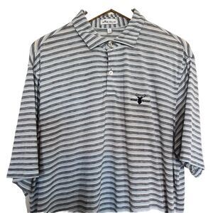 Peter‎ Millar Polo Shirt Mens Large Striped Golf Polo Shirt Stretch Club Logo